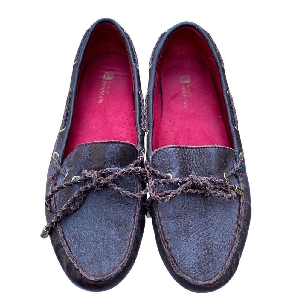 White Mountain Supple Leather Moccasin Flats Size 9 Brown